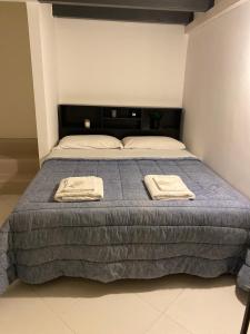 滨海波利尼亚诺Casa Margherita Stefy - locazione turistica的一间卧室配有一张床,上面有两条毛巾