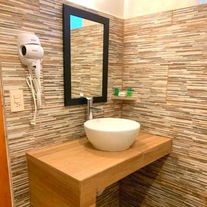 恰帕德科尔索拉塞瓦酒店的浴室设有白色水槽和镜子