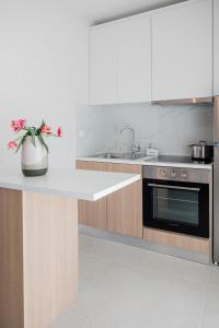 沃洛斯ESTEA Quality Living的厨房配有水槽和炉灶