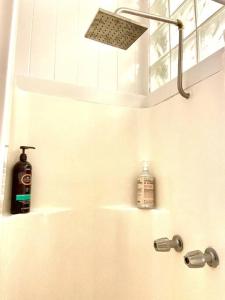 希洛YOUR HILO HOMEBASE - Lovely 3 Bedroom in Heart of Hilo with AC!的浴室设有水槽和1瓶肥皂