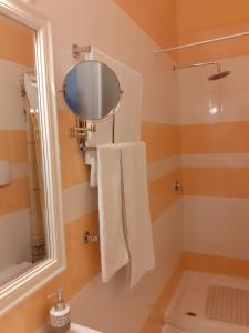爱尔巴桑古利酒店的带淋浴和镜子的浴室