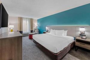 DemopolisComfort Inn US Hwy 80的一间酒店客房,配有一张大床和一台平面电视