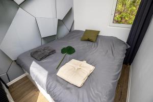 Kulpinno. 1的床上有两条毛巾,上面有植物