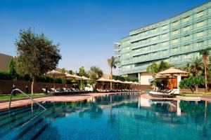 开罗乐蒙雷蒂恩开罗机场的酒店前方的大型游泳池