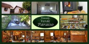 新彼得罗波利斯Pousada Verde Paraíso的房屋和餐馆的照片拼凑而成