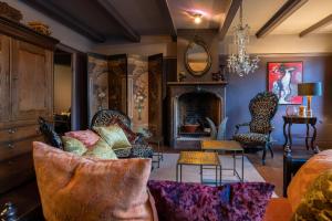 霍恩De Ginkgo in het hart van Hoorn的带沙发和壁炉的客厅