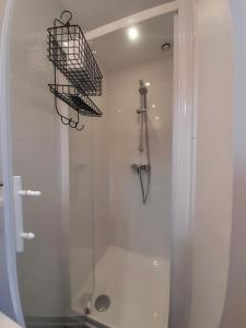 雷恩Le Cocon的浴室设有玻璃淋浴间和卫生间