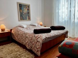 拉布Apartments Maričić Banjol的一间卧室配有一张带两个枕头的床