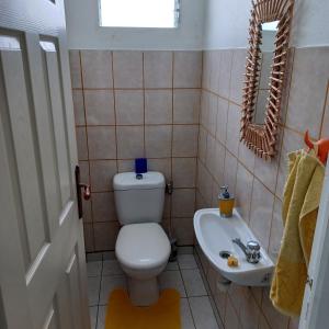 圣吕斯L IXORA VOUS ACCEUILLE的一间带卫生间和水槽的浴室