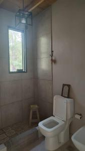 A. de la CruzLa Pausa Casa Rural的一间带卫生间、水槽和窗户的浴室