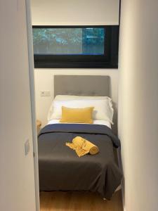 奥莱罗斯Nomads Hosting Alojamientos的一间小卧室,配有一张带窗户的床