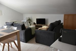 布拉干萨Refúgio Transmontano的客厅配有两张沙发和一台电视