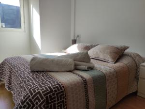 塞代拉Piso en Cedeira的一间卧室配有带枕头的床