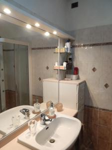 伊莫拉La Dimora degli Artisti - Imola的浴室设有白色水槽和镜子