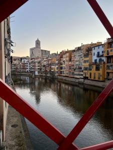 赫罗纳Precioso Girona largas estancias的城市中河流景观,建筑
