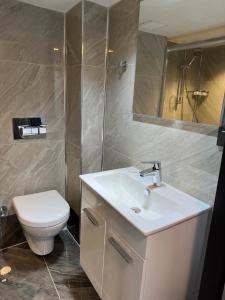 伊斯坦布尔特瑞斯住宿加早餐旅馆的浴室配有白色水槽和卫生间。