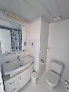 帕福斯NEREUS HOTEL By IMH Europe Travel and Tours的白色的浴室设有卫生间和水槽。