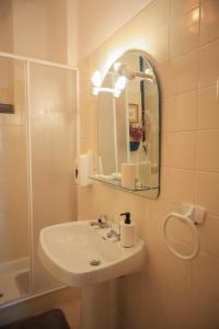 科维良Primor Serra AL 2的一间带水槽、镜子和淋浴的浴室