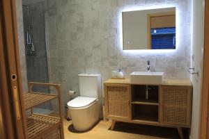 欧特瑞奥德瑞CASAS DA FORTALEZA Casa da Solaina的一间带卫生间、水槽和镜子的浴室