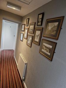 哈利法克斯谢尔斯宾馆的墙上有一堆照片的走廊