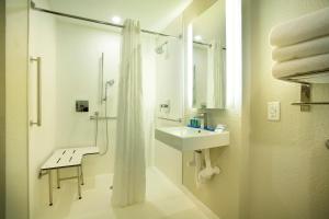 基西米S湖泊布纳维斯塔智选假日酒店的白色的浴室设有水槽和淋浴。