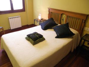 埃利松多Apartamento Rural Elizondo的一间卧室配有一张带两个枕头的床