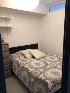 普罗普里亚诺T2 récent climatisé à 100m du port的一间卧室配有一张带两个枕头的床