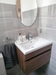 BreaghwyAtlantic way Apartment 1的一间带水槽和镜子的浴室