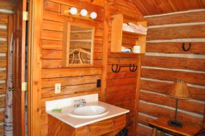 杜波依斯Crooked Creek Guest Ranch的小木屋内带水槽的浴室