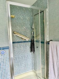 康威Woodbriar的浴室里设有玻璃门淋浴