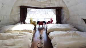 白马村Oak Village的帐篷内带三张床的房间