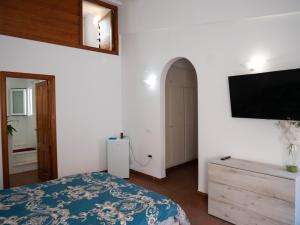 卡斯特利翁-德拉普拉纳Residencial Art Brut的一间卧室配有一张床和一台平面电视