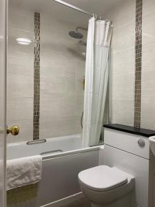 奥尔顿赫里博恩阿尔顿别墅酒店的一间带卫生间、浴缸和淋浴的浴室