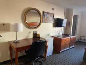 卡拉马祖卡拉马祖伊克诺旅店的酒店客房配有书桌和镜子