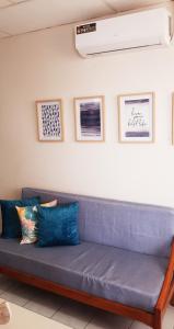 萨利纳斯Riveri Salinas V53的墙上挂着照片的房间的蓝色沙发