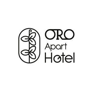 San AntonioOro Apart Hotel的黑白的代理酒店标志
