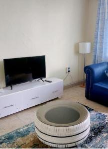 奈瓦沙Rubi Apartment的一间带电视和大轮胎的客厅