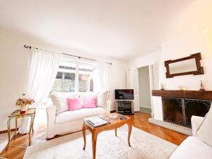 阿斯科纳Casa Via Saleggi 10的客厅配有白色沙发和壁炉