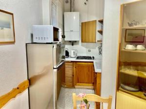 莱圭利亚Sea at 400mt - station - wi-fi的小厨房配有冰箱和微波炉。