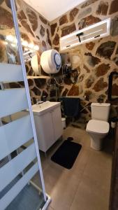 纳萨雷特Oasis house的一间带卫生间的浴室和客房内的梯子
