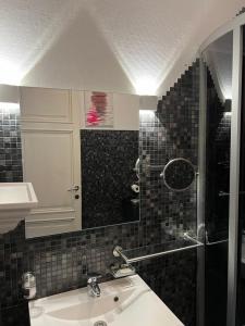 韦尔维耶Studio confort Verviers的一间带水槽和镜子的浴室