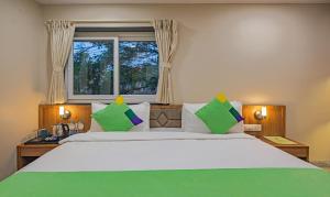 贾姆谢德布尔Treebo Trend Gyani's的一间卧室设有一张大床和窗户