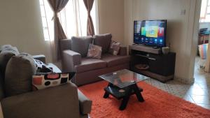 内罗毕Pearls Paradise的带沙发和电视的客厅