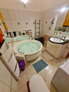 布达佩斯HotTub Heaven的带浴缸和盥洗盆的浴室