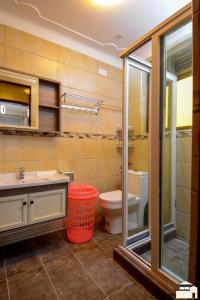 坎帕拉Elegant 2bedroom apartments close to city center的一间带水槽和卫生间的浴室