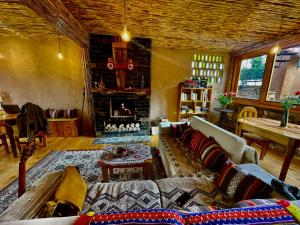 Nuevo TingoEkokuelap Lodge y turismo alternativo的带沙发和壁炉的客厅