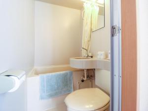弘前市小堀旅馆的一间带卫生间和水槽的小浴室