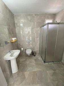 帕莫卡莱Bavella Boutique Hotel的浴室配有卫生间、盥洗盆和淋浴。