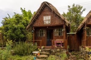 波特尔堡Kalitusi Nature Resort的茅草屋顶的木屋