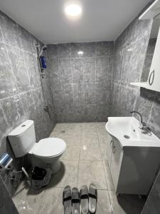 Yıldırımİnkaya hotel的一间带卫生间和水槽的浴室